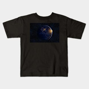 Sunrise over planet Earth against dark starry sky background, elements of this image furnished by NASA Kids T-Shirt